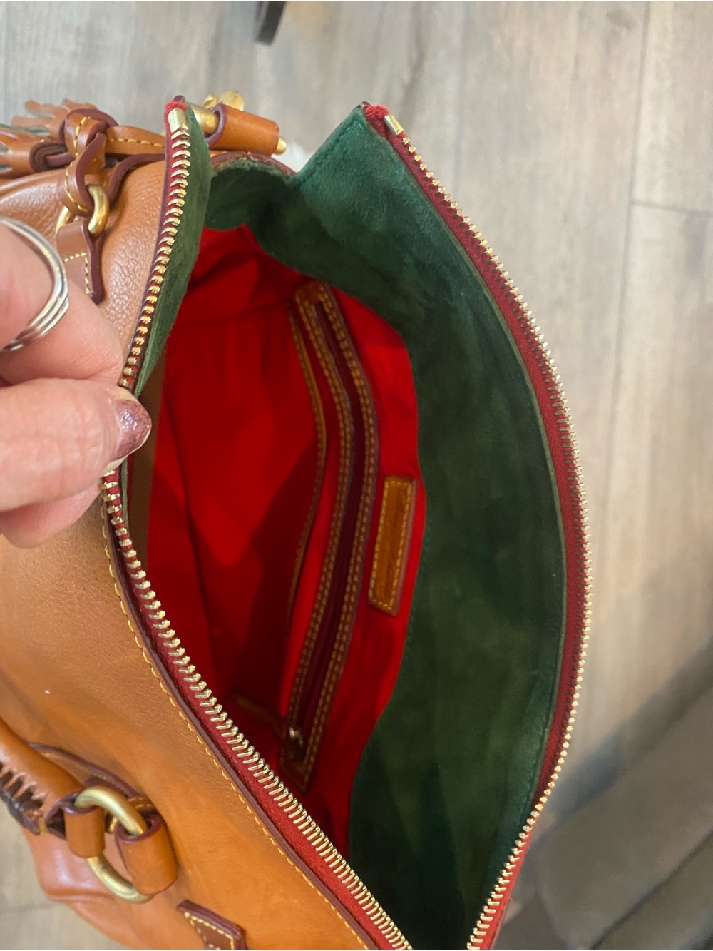 Dooney & Bourke Florentine Natural Leather Satchel with Gold Hardware - Picture 9 of 14
